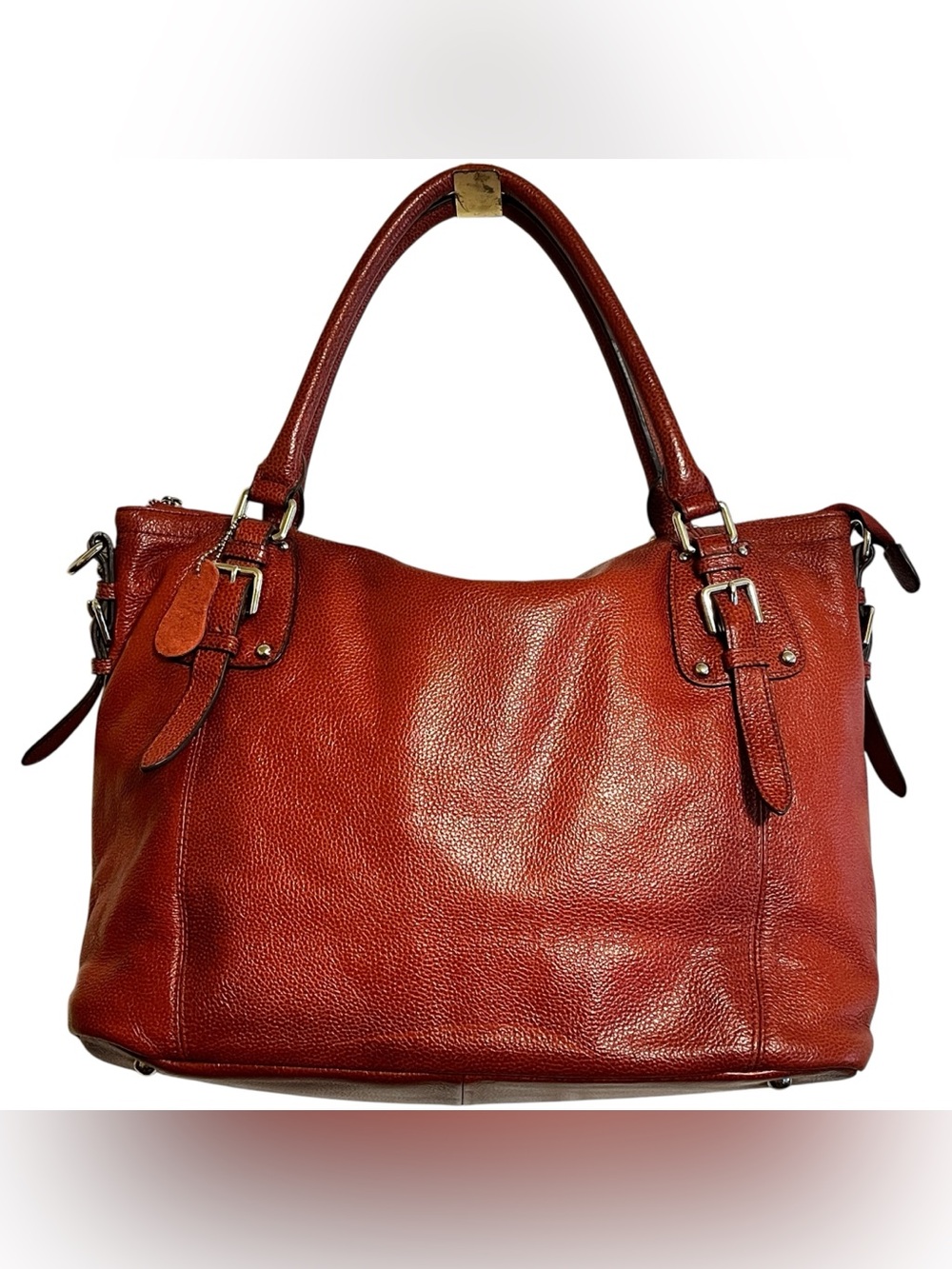 Heshe Vintage Top Handle Satchel Shoulder Genuine Leather Handbag Red Wine